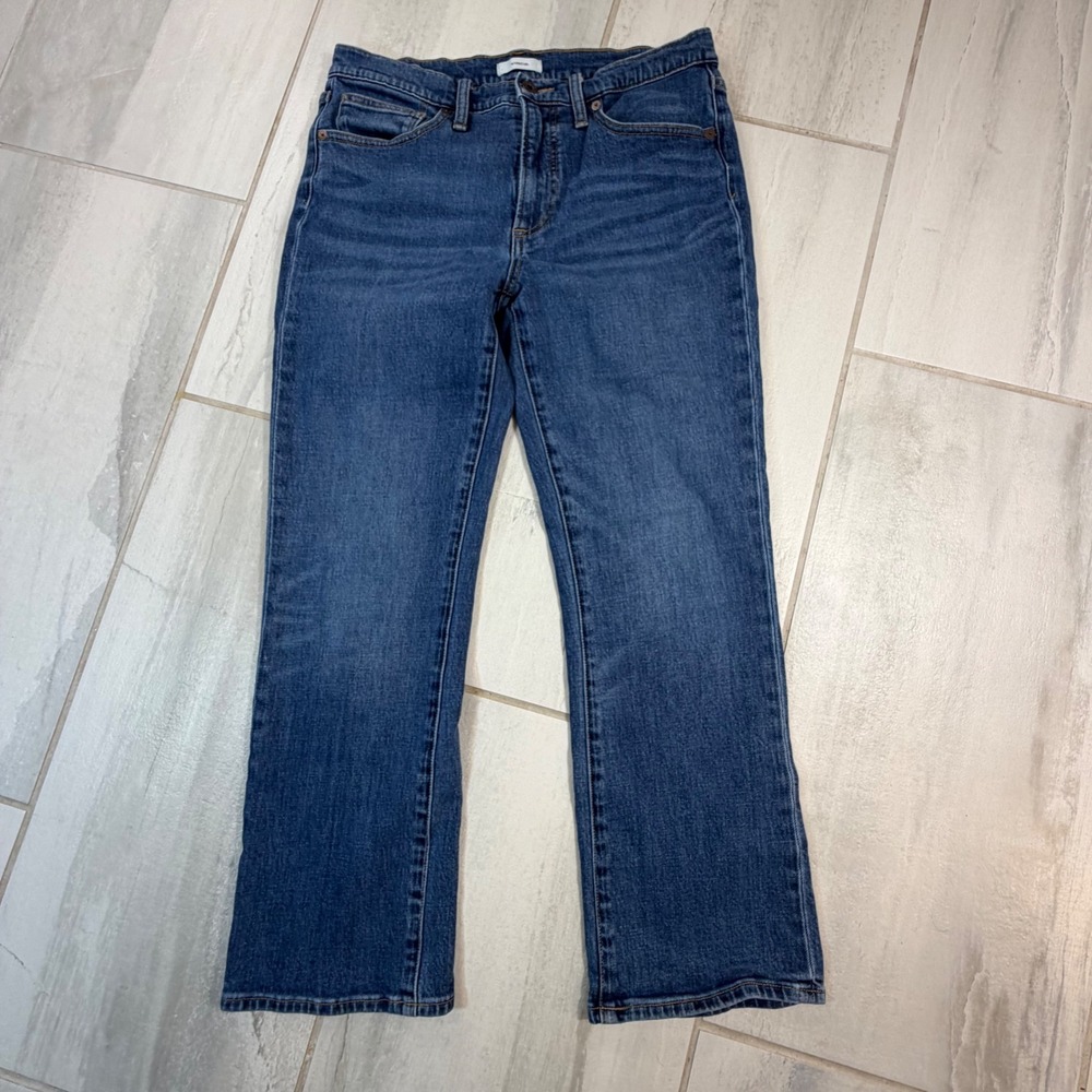 Vince Kick Boot Jeans Women 30 Medium Blue Stretch Denim Flare Straight Fit
